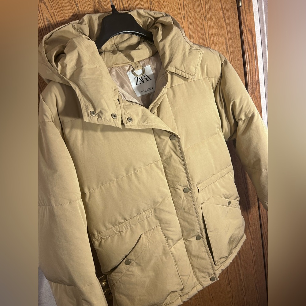 Zara Quilted Hooded Down Puffer Coat - Picture 2 of 8